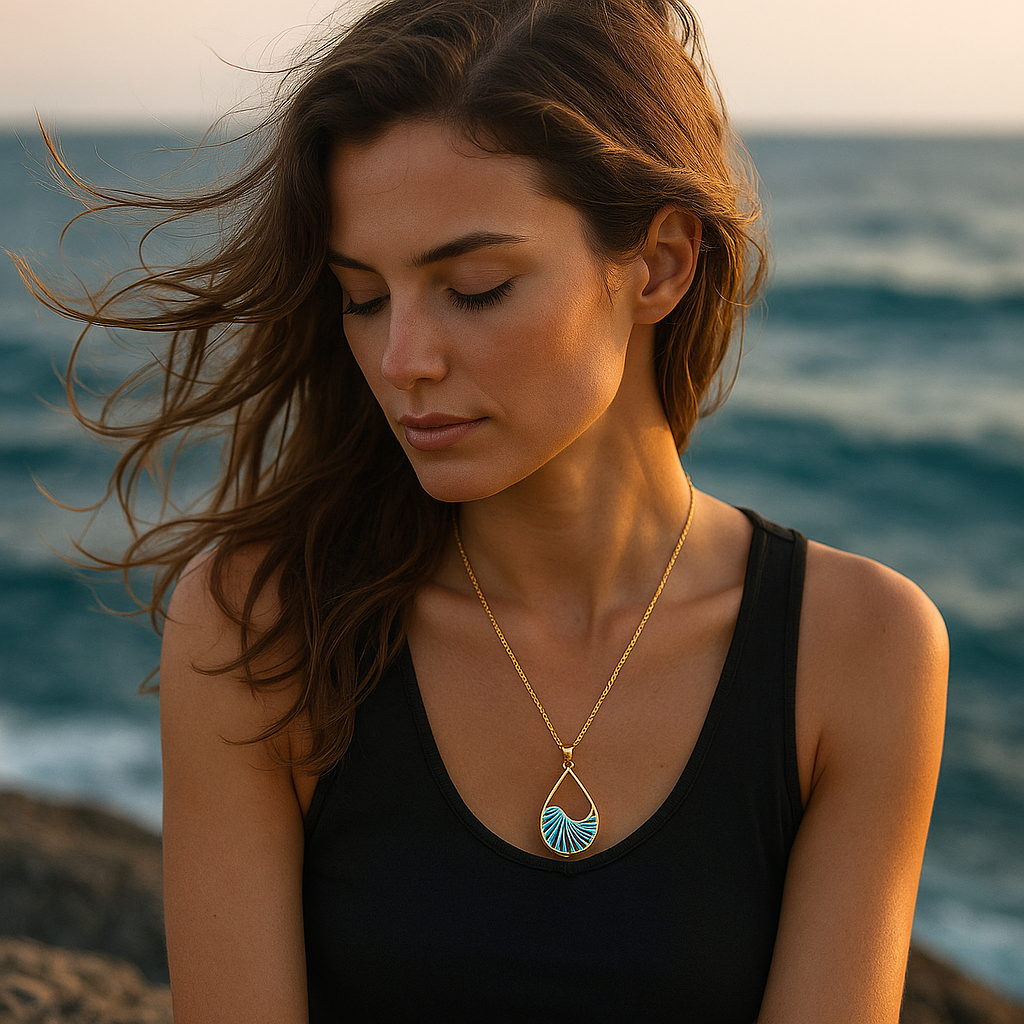 Exclusive Silver Turquoise Charm Necklace