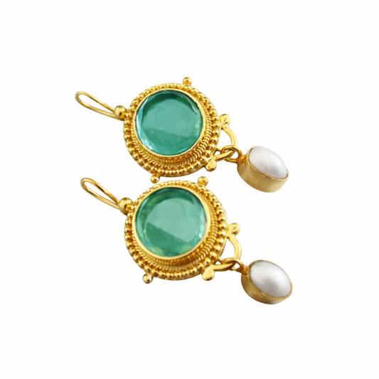 Vintage Turquoise & Pearl Earrings