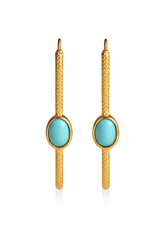 Elegant Golden Turquoise Stone Earrings