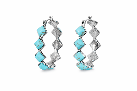 Vintage Turquoise U-Shaped Hoop Earrings