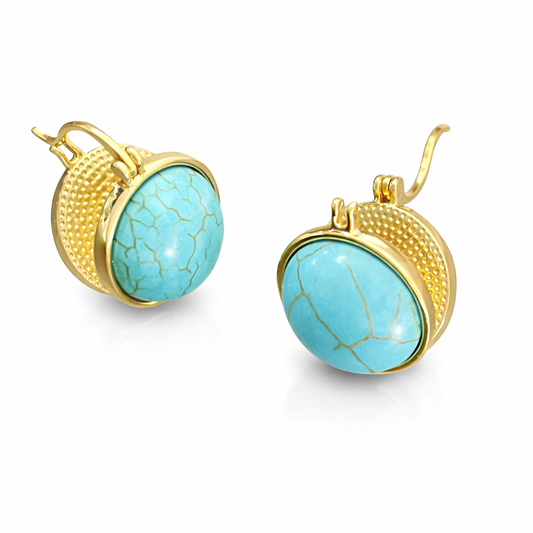 Elegant Vintage Geometric Turquoise Stud Earrings