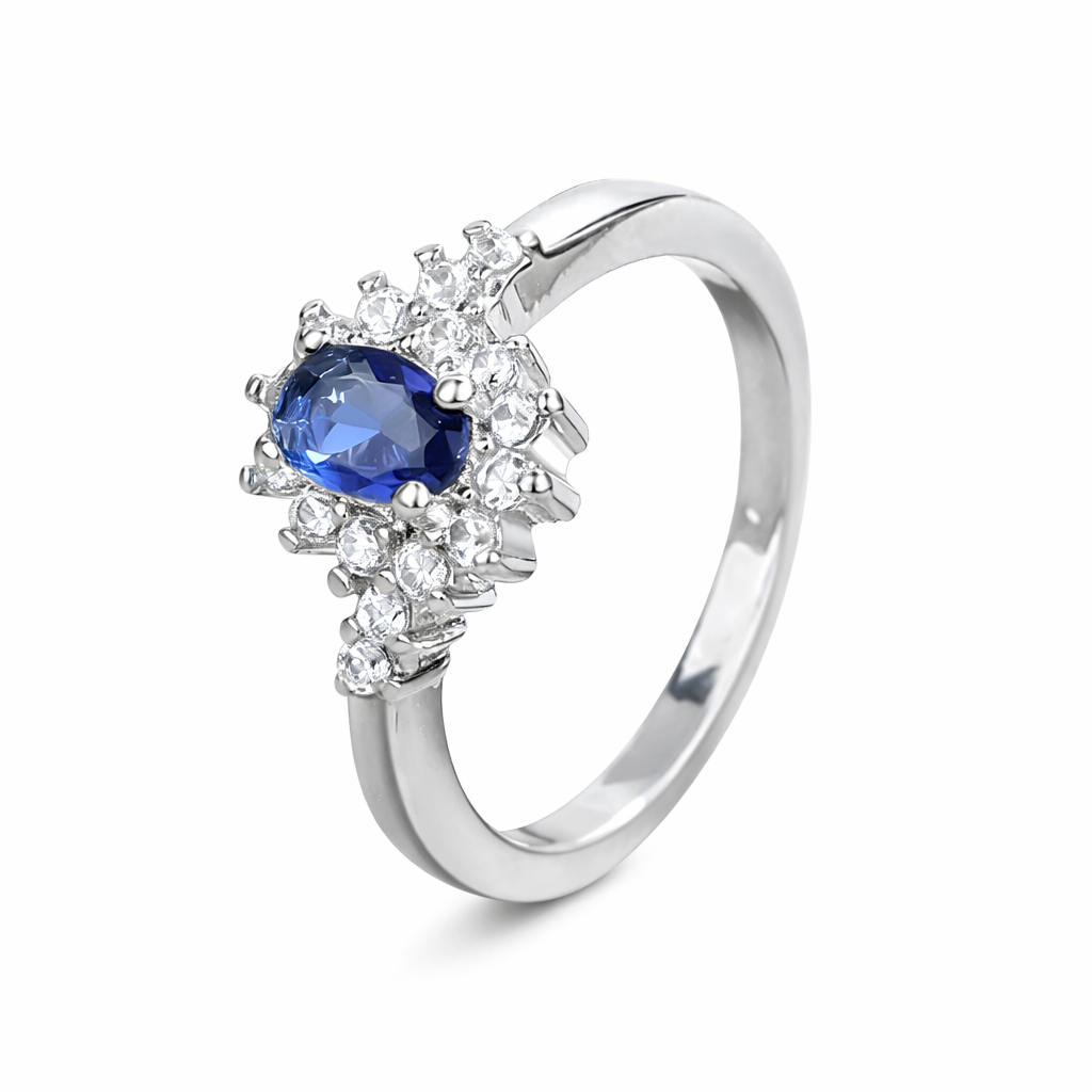 Elegant White Gold Turquoise Flower Ring