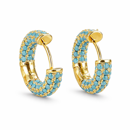 Chic Turquoise Blue Flower Hoop Earrings