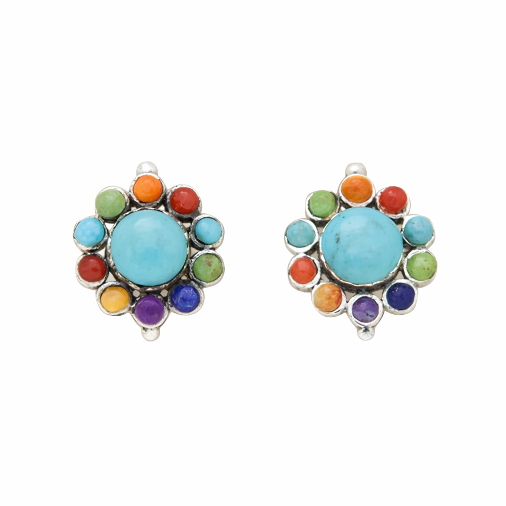 Chic Multi-Coloured Turquoise Hoop Earrings