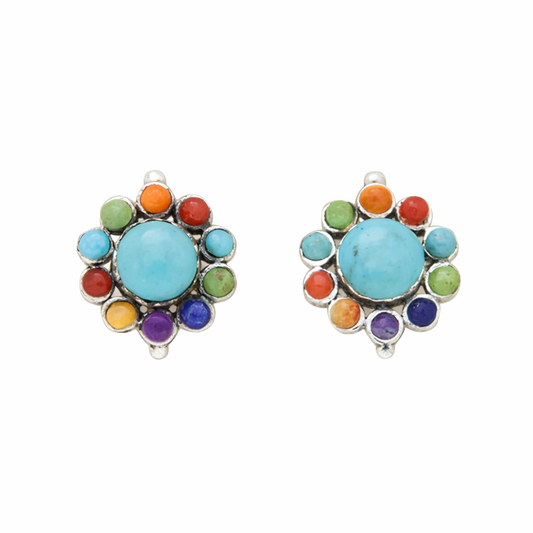 Chic Multi-Coloured Turquoise Hoop Earrings