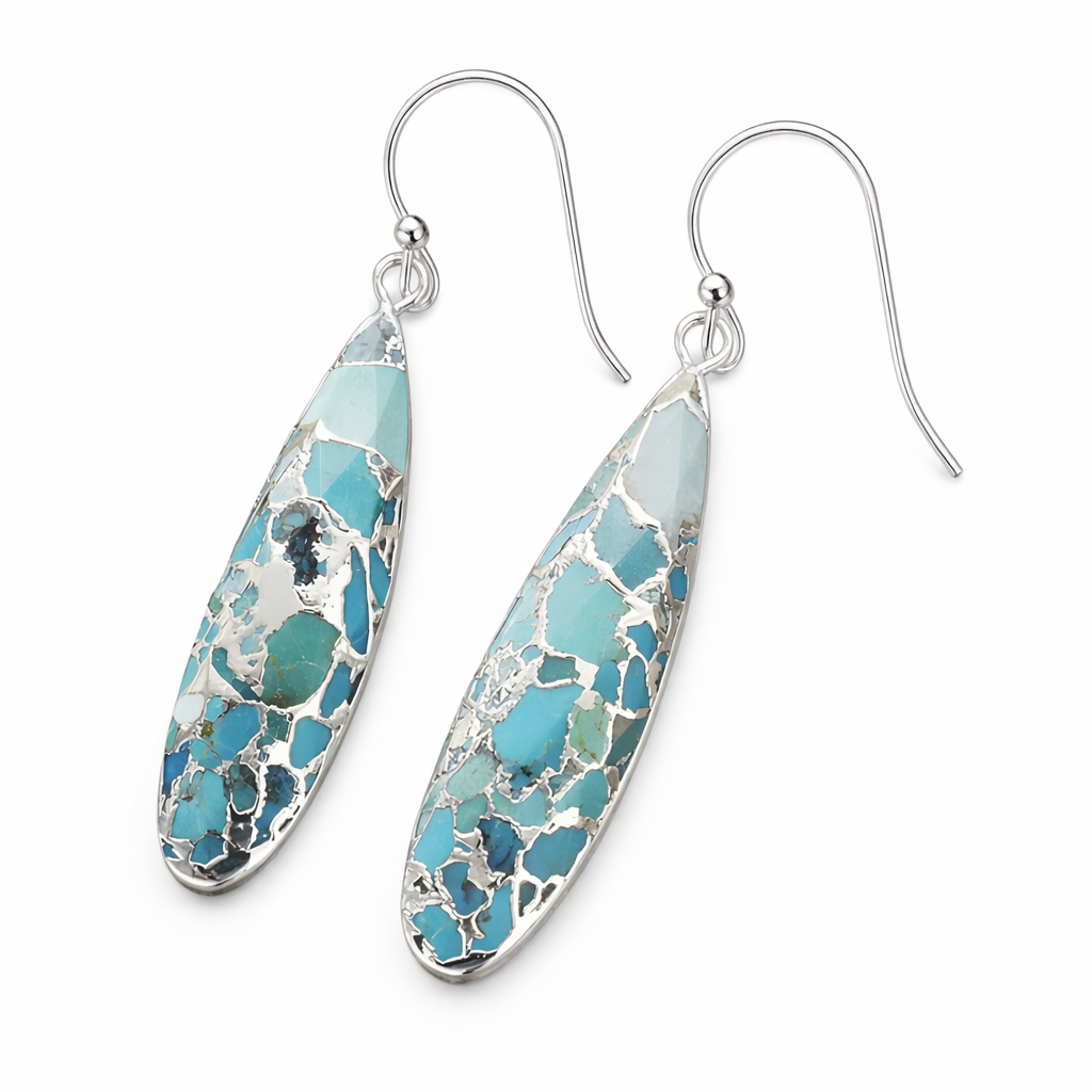Chic Turquoise Jasper Teardrop Earrings