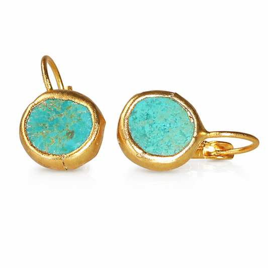Gold Earrings with Turquoise Stone
