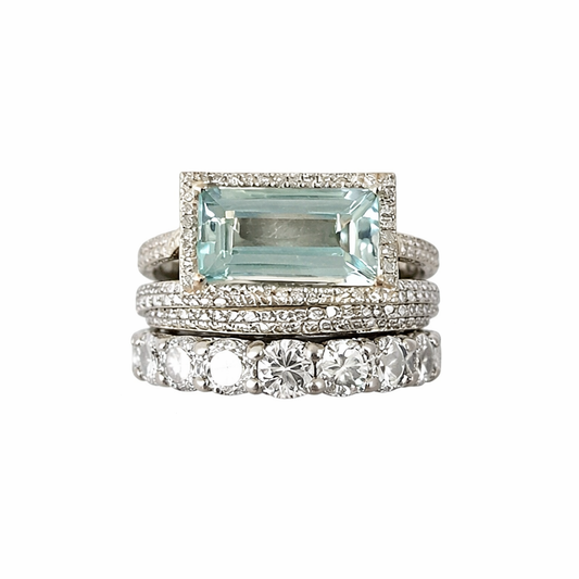 Vintage Silver Turquoise Glass Ring Set