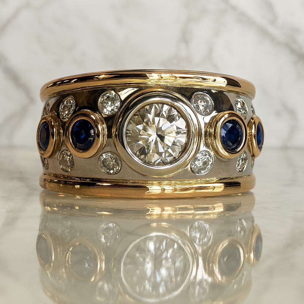 Vintage Golden Inlaid Zirconia Ring