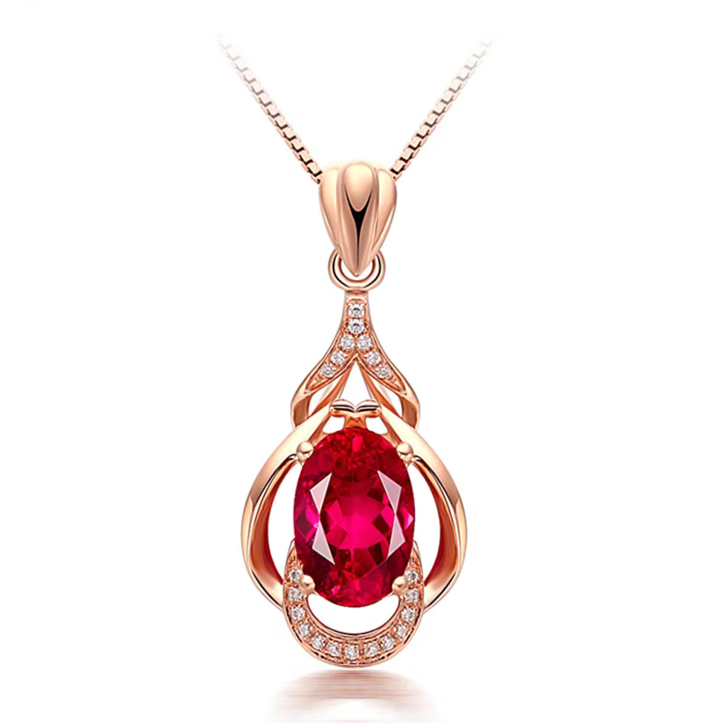 Exquisite Red Crystal Gold Necklace