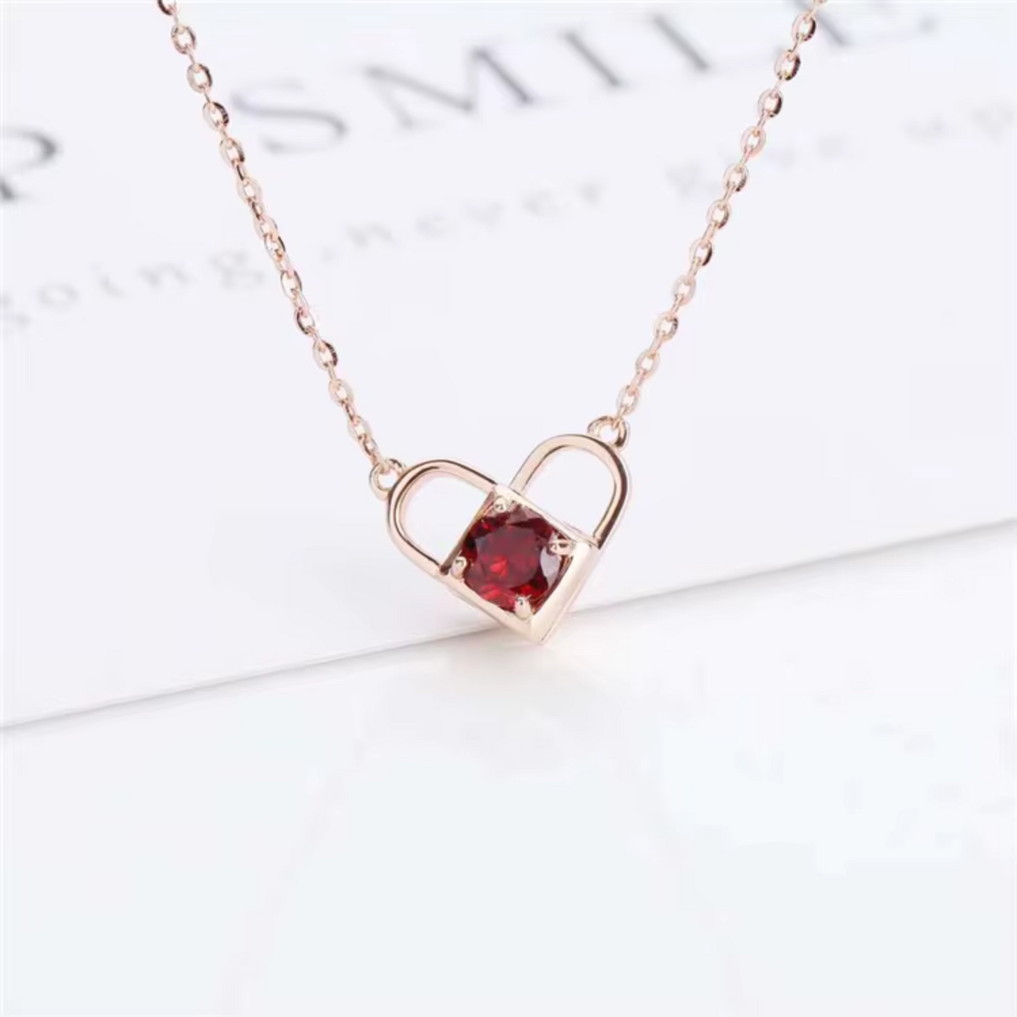Natural Red Garnet Pendant Necklace