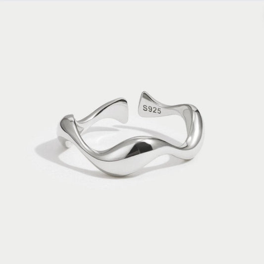 Silver Wave Adjustable Ring